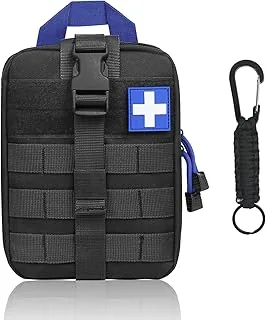 flintronic Taktyczna torba na pas ratunkowy, wielofunkcyjna torba na pierwszą pomoc, plecak survivalowy, gadżety EDC z krzyżem, do wojskowych wycieczek kempingowych (z 1 karabińczykiem)