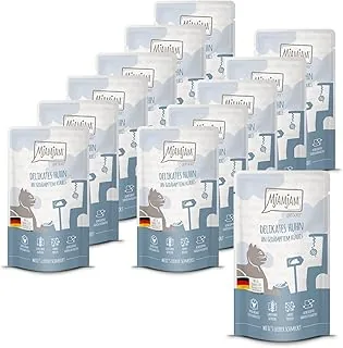 MjAMjAM - Mokra karma premium dla kotów - Quetschie - pyszny kurczak z dynią gotowaną na parze, 12 opakowań (12 x 125 g), bezzbożowa z dodatkowym mięsem