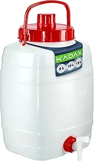 KADAX Kanister na wodę, beczka na napoje z tworzywa sztucznego, kanister na wodę pitną, zbiornik na wodę z kranem, pojemnik na wodę, kanister na napoje z gumową uszczelką