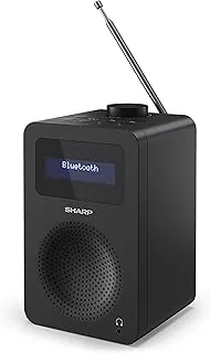 SHARP DR-430 przenośne radio cyfrowe (DAB/DAB+/FM z RDS, Bluetooth 5.0, gniazdo słuchawkowe, 5 W), czarne