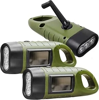 Latarka LED z korbką, 3 szt., solarna z karabińczykiem, do wędrówek, dynamo, do użytku na świeżym powietrzu, na kemping, do sytuacji awaryjnych (zielona)