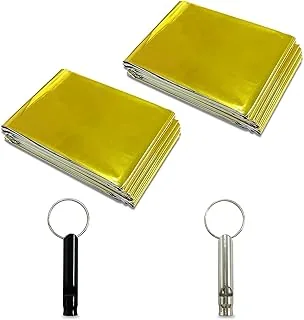 2 szt. Awaryjny koc survivalowy śpiwór awaryjny ciepły wodoodporny 1,6 x 2,1 m wielokrotnego użytku ciepły koc odpowiedni na kemping na świeżym powietrzu i wędrówki złoty i srebrny dwa kolory i