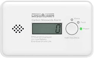 WisuAlarm Detektor tlenku węgla, czujnik ro 10 lat, 10 lat baterii, alarm tlenku węgla, alarm CO z wyświetlaczem LCD, przycisk testowy/cichy, certyfikat EN 50291