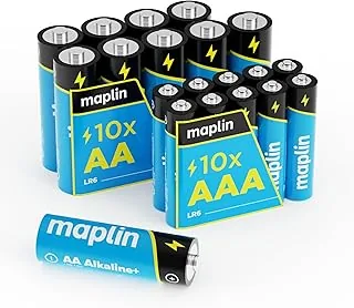 Maplin 10 x AA LR6 / 10 x AAA LR03 1,5 V baterie alkaliczne 7 lat trwałości wysoka wydajność