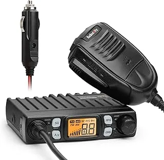 Radioddity CB-27 Pro 40-kanałowe mini radio CB z kanałem awaryjnym AM/FM 9/19, moc nadawania 4 W, VOX, wzmocnienie częstotliwości radiowej i zdalny mikrofon ręczny
