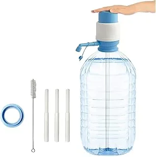 NK Uniwersalny dozownik wody - ręczny dozownik do karafek, butelek, beczek - kompatybilny z butelkami 2,4,6,8,10 i 12L, z adapterem 3,8 i 4,8 cm - biały i niebieski