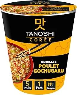 TANOSHI - Cup Makaron Instant Cups Gochugaru kurczak – Koreański makaron – 1 osoba – biały – 65 g (opakowanie może się różnić)