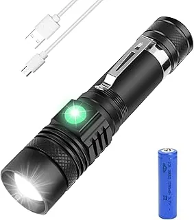 flintronic Latarka LED ładowana, super jasna latarka LED z 4 trybami pracy (w zestawie akumulator 18650), taktyczna wodoszczelna latarka dla dzieci, do wędkowania, oświetlenia awaryjnego, na kemping