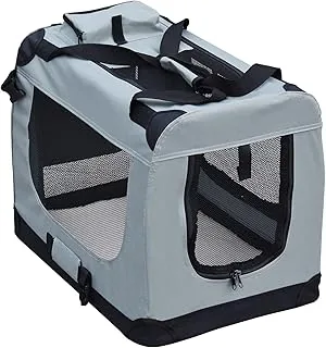 Fudajo Składany transporter dla psa i kota L (70x52x50 cm) szary, klatka transportowa z poduszką, lekka torba do samochodu dla zwierząt do max. 15 kg