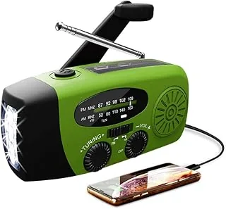 Radio solarne FM / AM/NOAA z latarką z 3 diodami LED i powerbankiem 1000 mAh do smartfonów, wędrówek, biwakowania, aktywności na świeżym powietrzu, w nagłych wypadkach