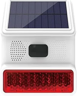 PGST Syrena alarmowa, solarna syrena zewnętrzna z funkcją migania LED, bezprzewodowa syrena zewnętrzna 433 MHz, kompatybilna z PG103; PG107; PG108 system alarmowy do domu (PE523R)