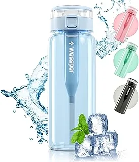 Wessper Tritanowa Butelka Filtrująca na Wodę BPA-free z filtrem 680 ml | Niebieska Sportowa Butelka na Wodę Szczelna Sportowa Butelka na Rower do Szkoły Dzieci Fitnessu Jogi | Filtr z Węgla Aktywnego