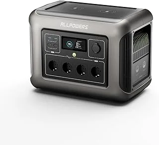 ALLPOWERS R1500 Generator solarny 1152WH Przenośna stacja zasilania, 4 * 230V 1800W wyjście AC i PD 100W USB-C, szybkie ładowanie mobilne zasilanie do kamperów, majsterkowania i jako awaryjny agregat