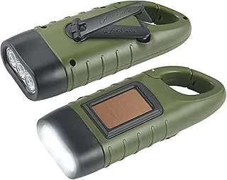 Latarka LED, 2 sztuki, solarna latarka LED, z korbą ręczną, latarka z korbą, wodoszczelna latarka z karabińczykiem do zawieszenia, na wędrówki, wyposażenie awaryjne