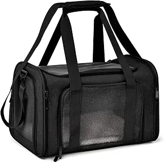 Torba transportowa dla kotów, psów, składana skrzynia transportowa dla kotów, psów, 5 kg, dla średnich psów, kotów (M, czarna) dł. 43 x szer. 28 x wys. 28 cm
