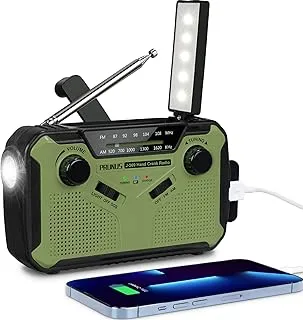 PRUNUS J-369 radio korbowe FM/AM, zasilanie bateryjne, korba solarna, z powerbankiem o pojemności 3000 mAh, radio awaryjne z alarmem SOS, latarką i lampką do czytania, na kemping, do domu, w sytuacji