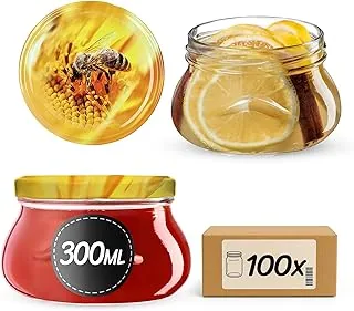 KADAX 100 słoików na przetwory, 300 ml, z zakręcaną pokrywką fi82 mm, miniaturowe słoiki na miód i przyprawy, słoiki na dżem z pokrywką, hermetyczne słoiki na prezent