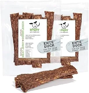 Naturalne suszone mięso 100% kaczki, suszone mięso dla psów, 200 g/2 x 100 g, dodatek barf, bez zbóż, Jerky, przekąska dla psów, paski do żucia, smakołyki, mięso zakupowe delikatnie suszone