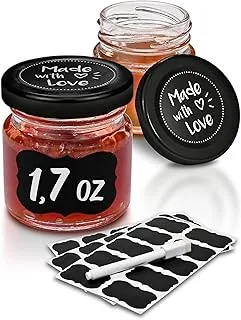 Praknu 24 mini słoiki z pokrywką 50 ml – z etykietami i długopisem – hermetyczne słoiki na prezent – na dżemy i miód