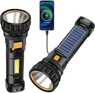 Solarna latarka LED, ładowana przez USB solarna latarka, solarna latarka power bank z 3 trybami, wodoodporna latarka stroboskopowa LED, lampa latarka idealna do wędkowania, sytuacji awaryjnych, na