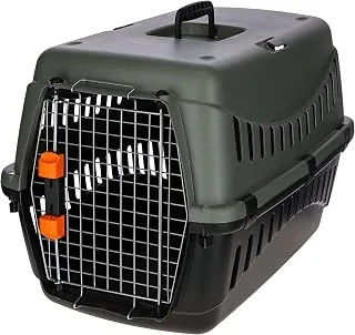 Kerbl Eco 80561 skrzynka transportowa (dł. x szer. x wys. 60 x 40 x 38,5 cm, z miską na wodę i uchwytem do noszenia, wysokiej jakości metalowe drzwi)