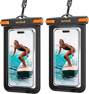 Lamicall Wodoszczelne etui na telefon komórkowy, podwodne etui na telefon komórkowy – [2 sztuki] IPX8 wodoodporne etui do telefonu iPhone 17 16 15 14 13 12 Pro Max, smartfon do 7"
