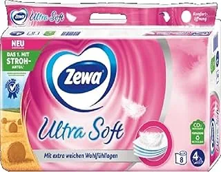 Zewa Papier toaletowy Ultra Soft ze słomką, 4-warstwowy, biały, 8 x 150 arkuszy