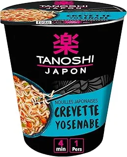 TANOSHI - Cup Makaron o smaku krewetek Yosenabe – japoński makaron o natychmiastowym działaniu – 1 osoba – 65 g