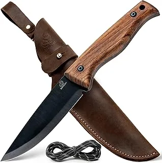 BeaverCraft nóż Bushcraft Full Tang ze skórzaną pochwą – nóż Bushcraft ze stali węglowej do biwakowania – noże survivalowe do użytku na zewnątrz z ostrzem stałym BSH3 Nightfall - Bushcraft Gear Tools