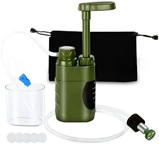 Namvo Filtr do wody, outdoorowy uzdatnianie wody pitnej, 3000 l, survivalowy, kempingowy, filtr do wody, do wyposażenia awaryjnego Prepper - Army Green
