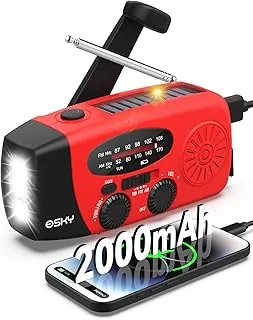 Radio solarne Esky z korbą, przenośne radio z korbą z AM/FM z powerbankiem, latarka LED, alarm SOS, do użytku w sytuacjach awaryjnych