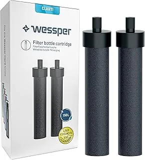 Wessper Clarti Filtr do Wody, 2-pak Filtr do Butelek Szklanych do Picia | Redukuje Chlor, Mikrocząsteczki i Inne Substancje Zakłócające Smak w Wodzie Kranowej