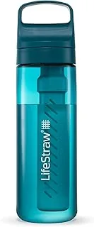 LifeStraw Seria Go – butelka z filtrem do wody bez BPA do podróży i codziennego użytku, usuwa bakterie, pasożyty i mikroplastiki, poprawia smak, 635 ml morski laguna