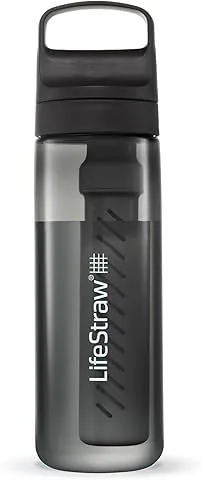 LifeStraw Go Series – butelka z filtrem do wody bez BPA do podróży i codziennego użytku, usuwa bakterie, pasożyty i mikroplastiki, poprawia smak, 625 ml Nordic Noir