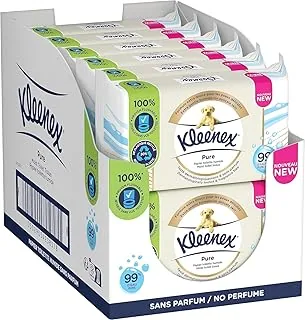 KLEENEX Czysty - Mokry papier toaletowy (12 opakowań po 38 arkuszy), podwójna grubość, jednorazowy w toalecie, bez plastiku, bez zapachu, bez alkoholu, opakowanie nadające się do recyklingu