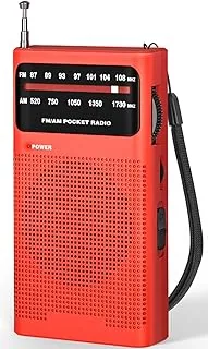 Tendak Radio kieszonkowe FM/AM na baterie, małe radio z dużym odbiorem, głośnym głośnikiem, wejściem na słuchawki, małe radio zasilane bateriami AA