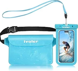 ivoler Wodoodporna torba + etui na telefon, wodoodporna torba na plażę, do pływania, pływania łodzią, kajakiem, wędrówek, ochrony telefonu, aparatu, gotówki, MP3, paszportu, dokumentu przed wodą