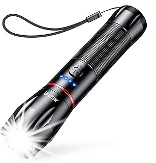 Blukar LED Latarka Ładowalna, Super Jasna Latarka z 5 Trybami, Regulowanym Ogniskowaniem, Wodoodporna do Campingu, Biegania, Spacerów z Psem, Przerw w Dostawie Prądu, Sytuacji Awaryjnych