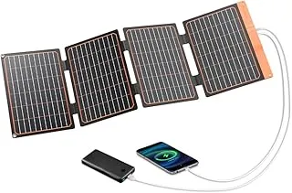 FlexSolar Panel słoneczny 40 W, USB-C(PD2.0), USB-A (QC3.0), przenośna, składana ładowarka solarna, awaryjne zasilanie, IP67, wodoszczelny, kemping, wędrówki, podróże z plecakiem, outdoor, do