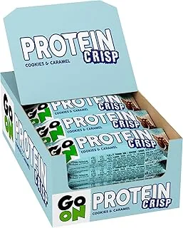 GO ON - Batony proteinowe Crisp 24 x 50 g, Batony białkowe, Odżywcze, Sportness Fitness Snacks, Idealne dla osób aktywnych - Ciasteczka i karmel