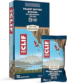 CLIF BAR | Baton energetyczny | z 10 g roślinnego białka | Orzechowo-bananowa ciemna czekolada | Baton roślinny z białkiem dla biegania, treningu maratońskiego, jazdy na rowerze i sportów