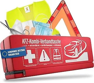 HELDENWERK Zestaw pierwszej pomocy kombi (3 w 1) zgodnie z aktualną normą 2026 – W zestawie trójkąt ostrzegawczy, kamizelka odblaskowa – Zestaw pierwszej pomocy, trójkąt ostrzegawczy, apteczka