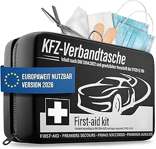 HELDENWERK Apteczka samochodowa zgodna z aktualną normą 2026 – Możliwa do użytku w całej Europie – Zestaw pierwszej pomocy do samochodu Apteczka DIN 13164:2022 (zgodna z StVO)