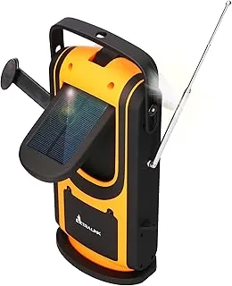 Extralnik radio awaryjne AM/FM, solarne i korbowe z powerbankiem 6000 mAh, 6 trybów ładowania, USB C, latarka i lampka do czytania z 4 trybami świecenia, alarm SOS