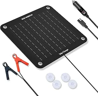 ECO-WORTHY Ładowarka samochodowa 12 V 10 W, panel słoneczny kroplówka ładowanie, przenośny zasilacz awaryjny panel słoneczny z krokodylem klip adapter