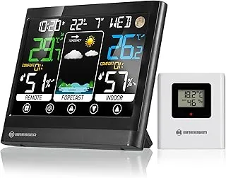 Bresser MeteoTemp BF radiowa stacja pogodowa z ekranem dotykowym, czujnikiem zewnętrznym, prognozą pogody, wskaźnikiem klimatu w pomieszczeniu, temperatury, wilgotności powietrza i odbiorem sygnału