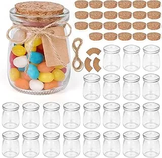 Winter Shore 24 słoiki szklane 100ml z korkami - Bezpieczne dla żywności, z sznurkiem i metkami, na cukierki, jogurt, miód, świecę - Słoiki na upominki dla gości na imprezie, weselu