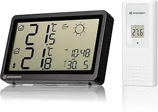 Bresser Radiowa stacja pogodowa Meteo Temp HZ czarna – z precyzyjnym pomiarem temperatury wewnątrz i na zewnątrz oraz prognozą pogody