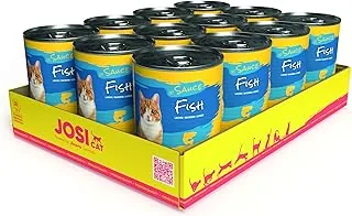 JosiCat Fish in Sauce (12 x 415 g) | dla dorosłych | mokra karma premium dla dorosłych kotów | mintaja w sosie | witamina D3 i E | Powered by JOSERA | mokra karma dla kotów | pełnoporcjowa karma | 12