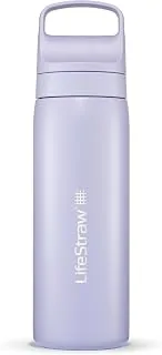 LifeStraw Seria Go – butelka z filtrem do wody ze stali nierdzewnej z podwójną ścianką bez BPA, izolowana próżniowo, do podróży i codziennego użytku; fioletowy prowansalski